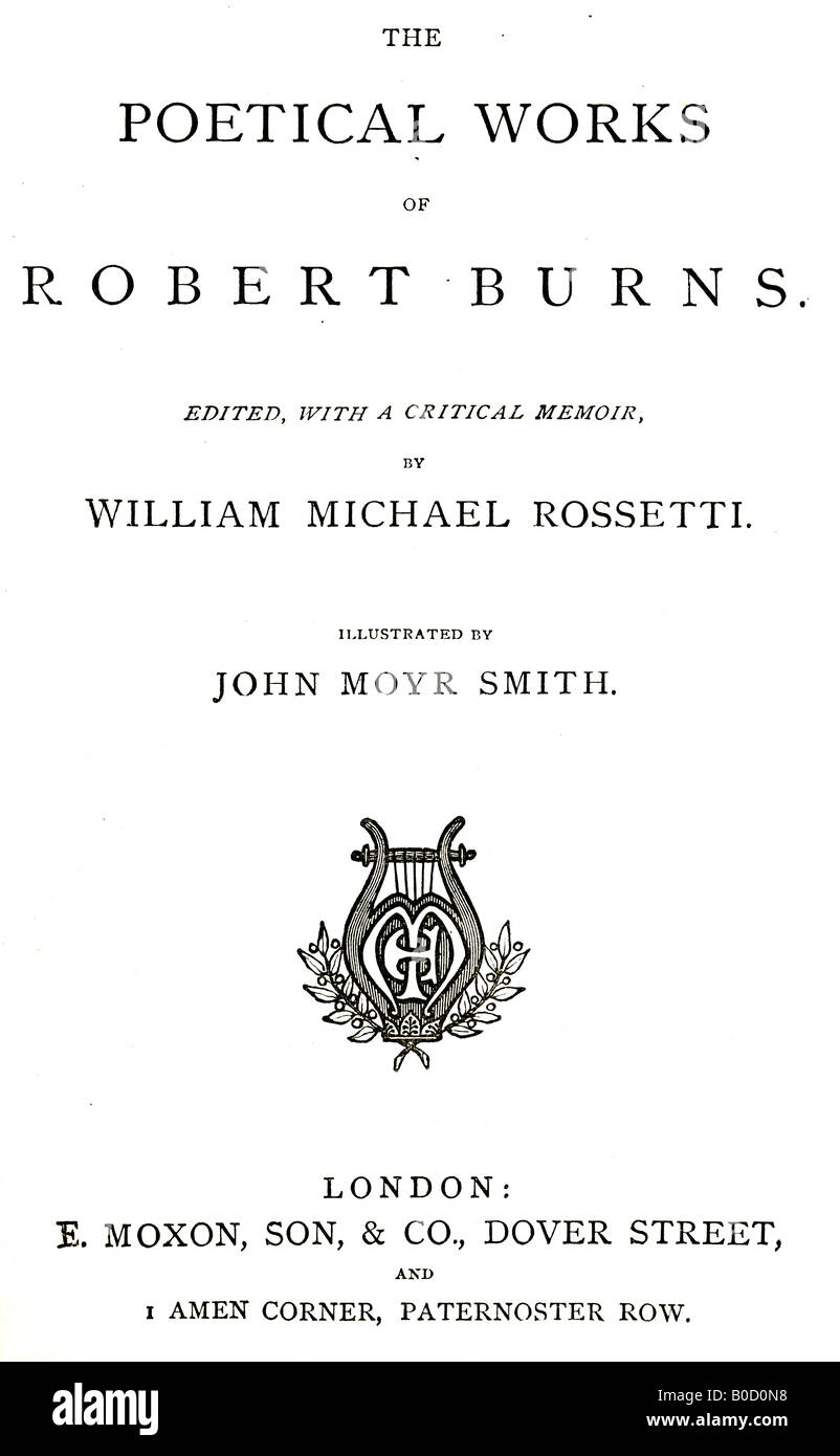 Viktorianische Robert Robbie Burns Poesie Buch der 1870er Jahre herausgegeben von E Moxon, Sohn & Co Amen Corner Paternoster Row London Stockfoto