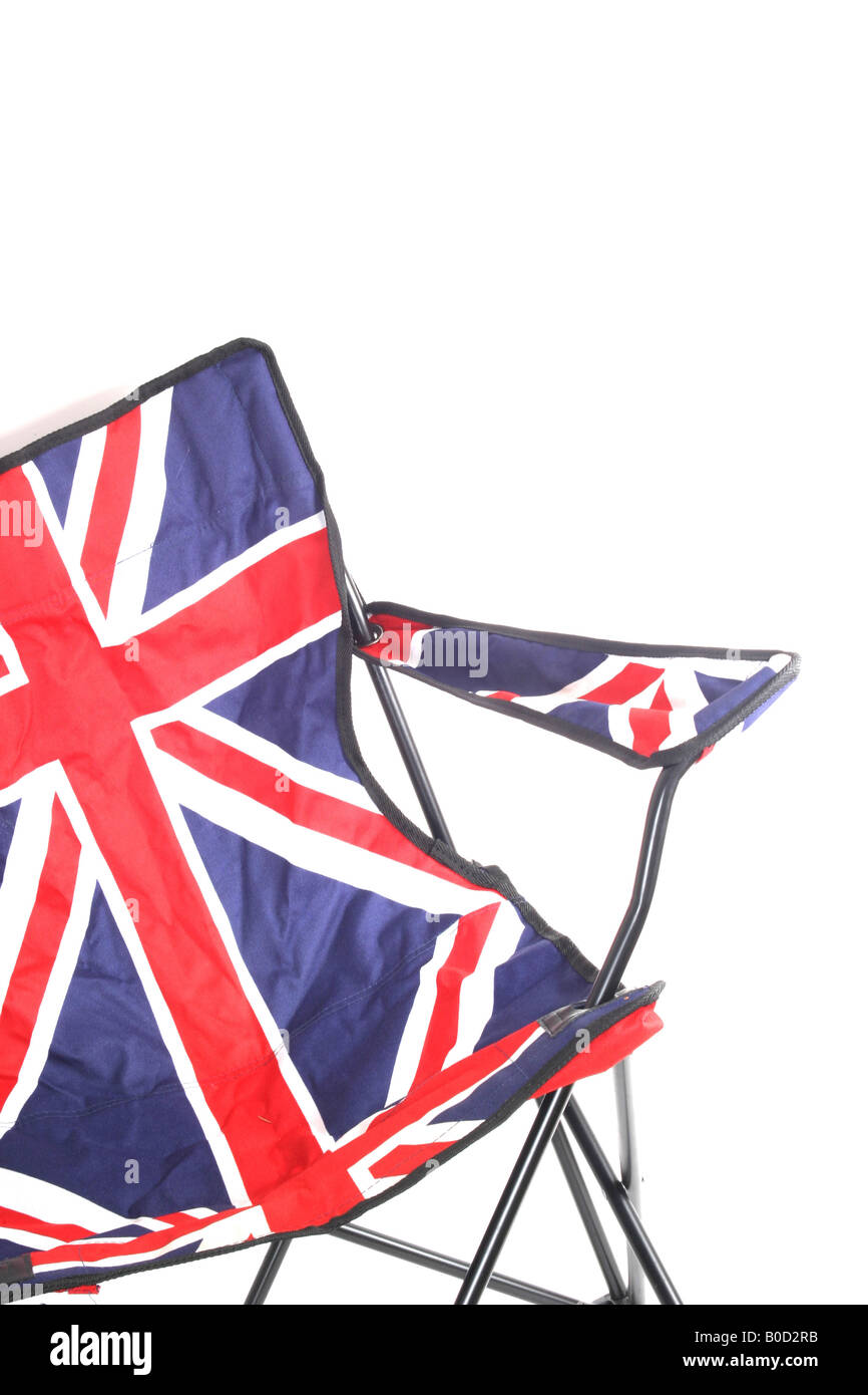 Eine britische Flagge auf einem Sitz gegen einen isolierten Hintergrund Stockfoto