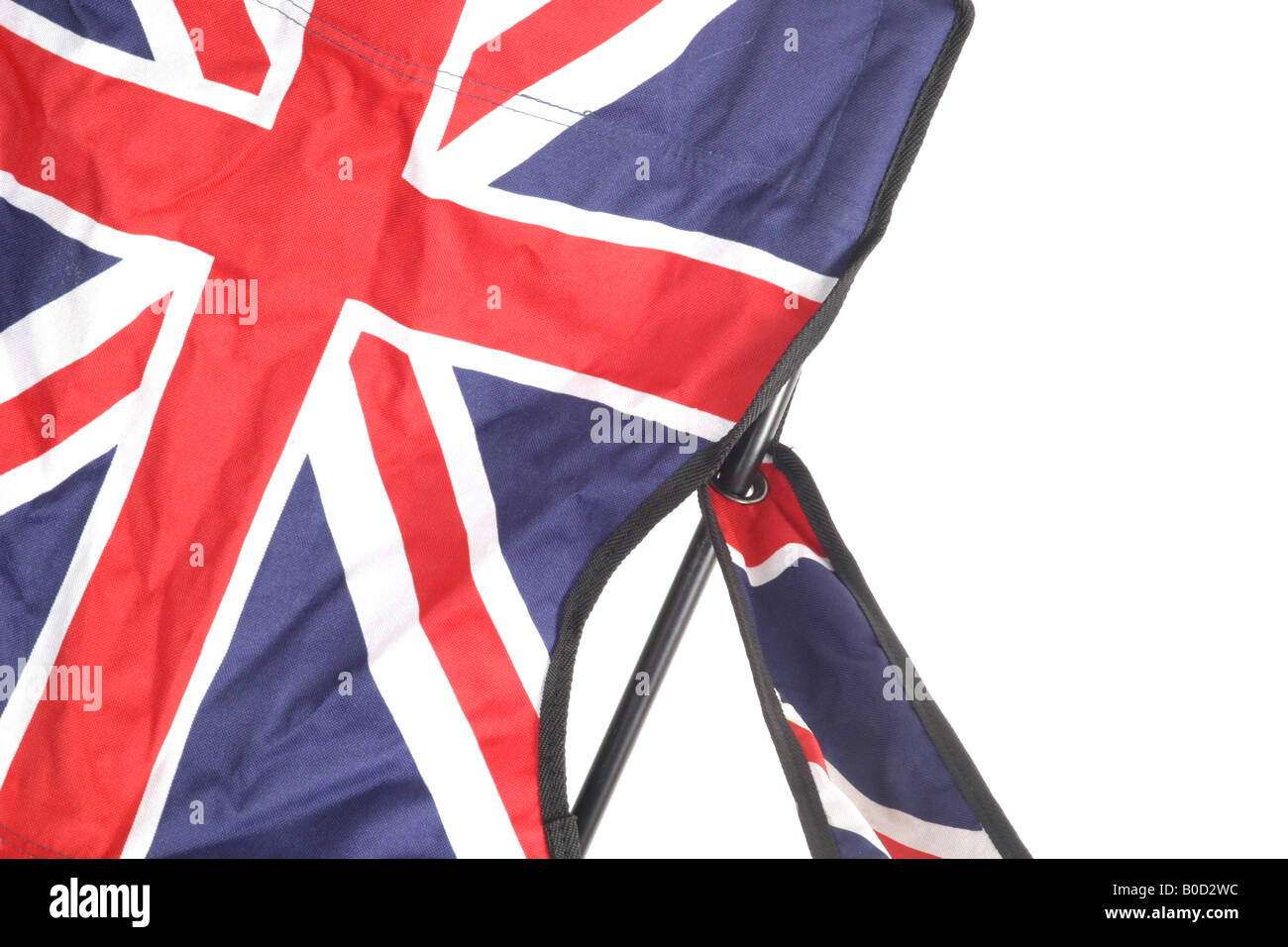 Eine britische Flagge auf einem Sitz gegen einen isolierten Hintergrund Stockfoto
