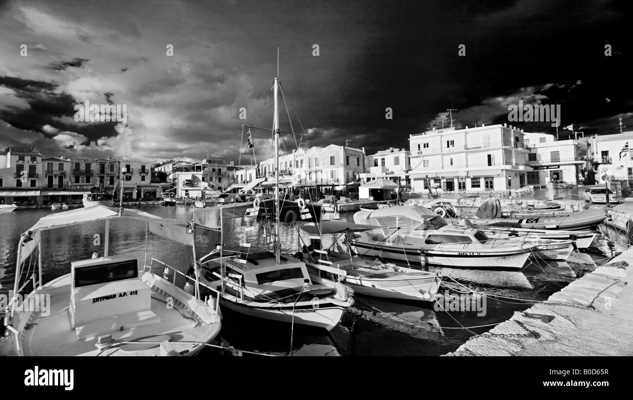 Fischereihafen von Rethymno, Kreta, Griechenland, Europa. Stockfoto