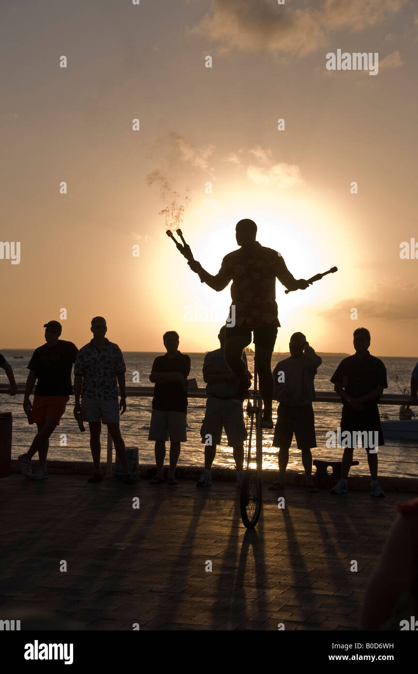 Straßenkünstler auf Key West Sunset Celebration Stockfoto