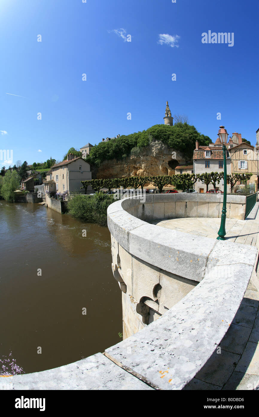 Montmorillon, Limousin Region Frankreichs. Die Stadt ist bekannt als die Stadt der Bücher oder der Stadt des Schreibens. Stockfoto