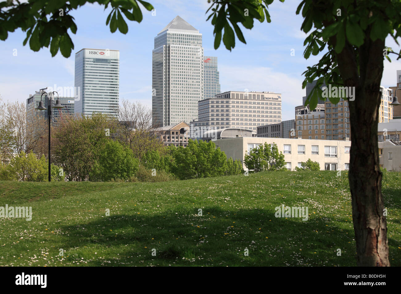 Canary Wharf Park in Limehouse angesehen. Stockfoto