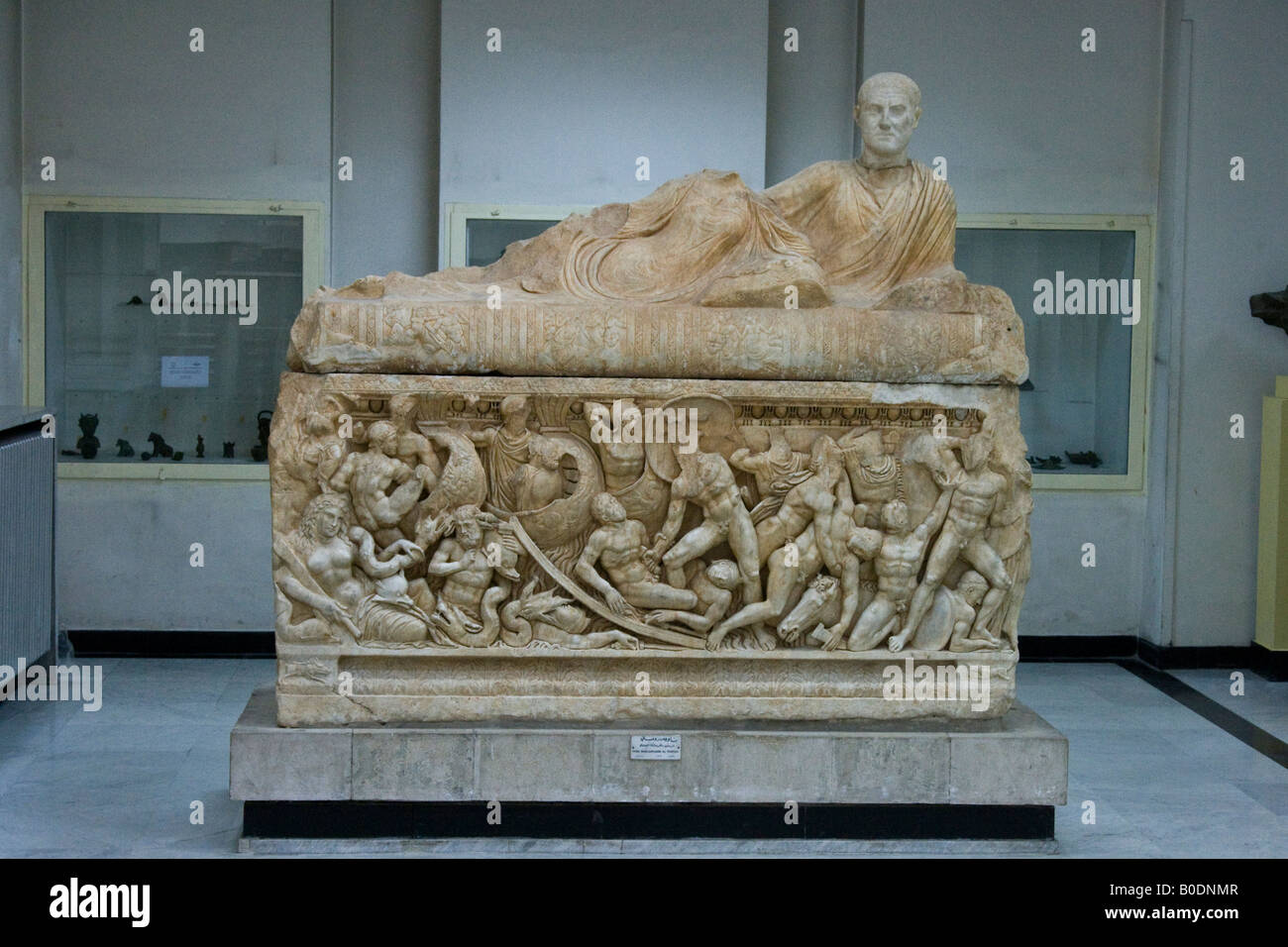 Römischer Sarkophag im Nationalmuseum in Damascas Syrien Stockfoto