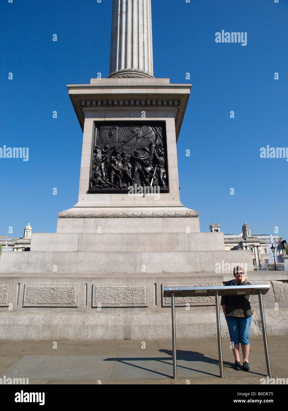 Nelsons Säule Trafalgar Square Westminster London GB. Stockfoto