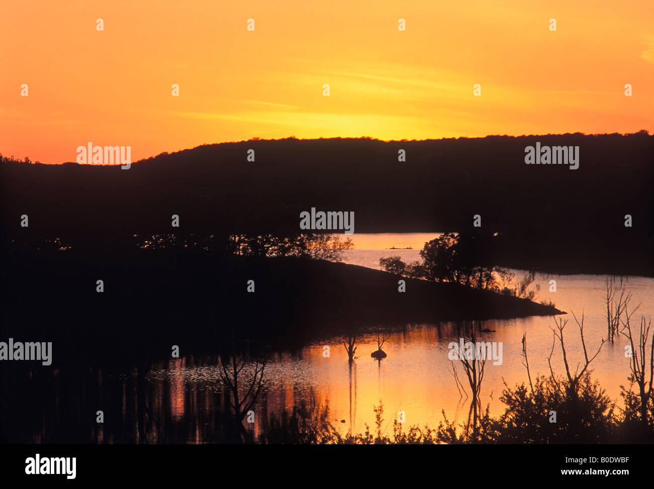 Sonnenuntergang auf Tinten See Tinten Lake State Park Burnet County Texas Stockfoto