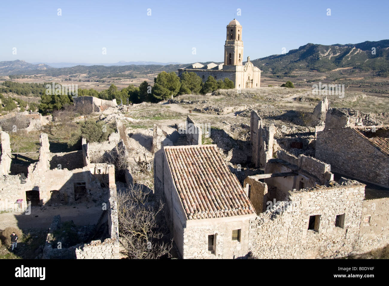 Corbera d Bürgerkrieg Ruinen Stockfoto