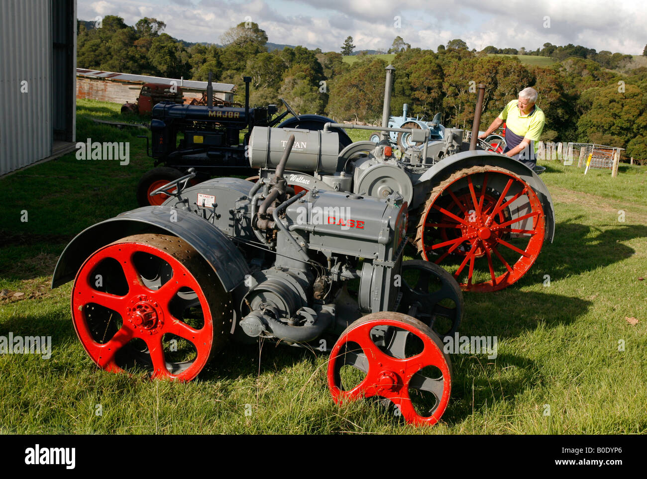 Antike Traktoren. Fordson, Titan, Lanz Bulldog Stockfoto