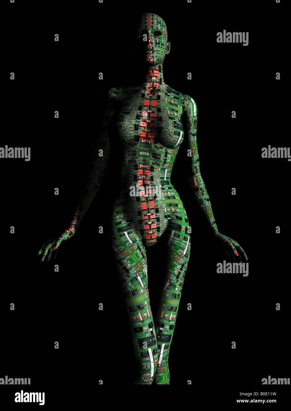 Darstellung der Frau aus Computer-chip Stockfoto