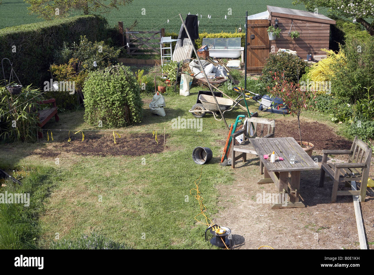 Chaotische Garten Szene Stockfoto