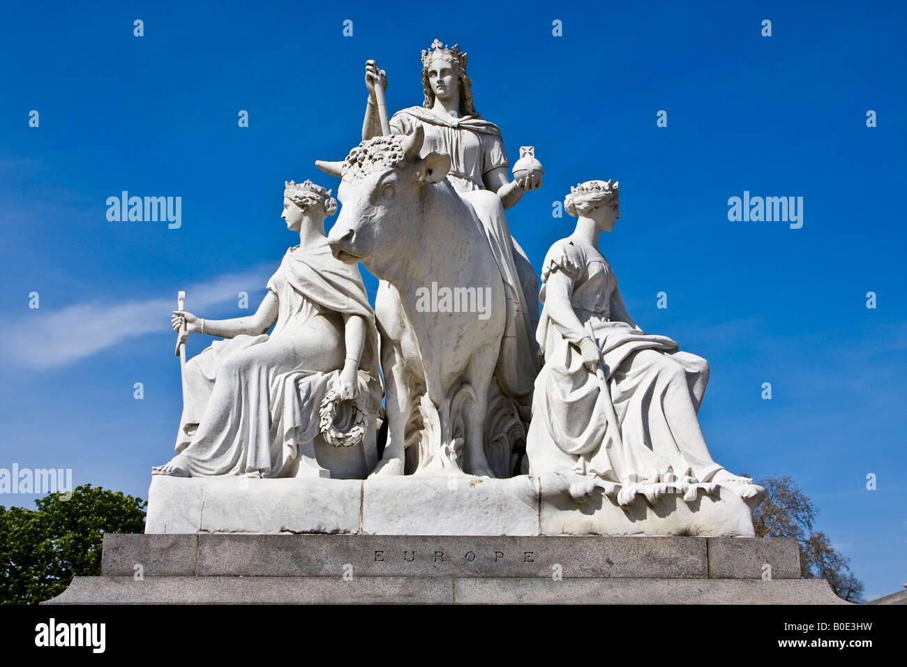 Europa-Skulptur am Albert Memorial in London Stockfoto