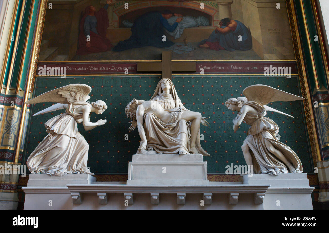 Skulptur im Inneren Eglise-St-Gervais-Saint-Protais-Paris Frankreich Stockfoto