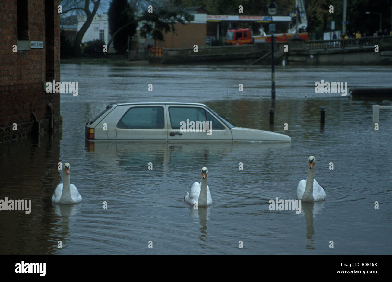 Hochwasser am Fluss Severn - Worcester England - November 2000 Stockfoto