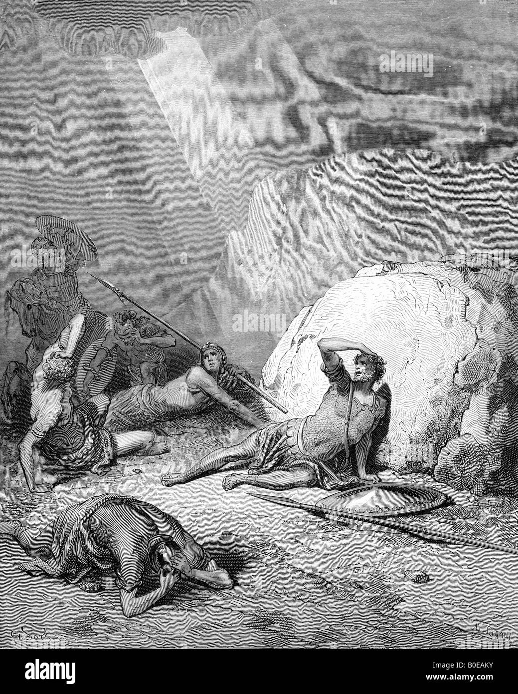Gravur von Gustave Dore Abbildung der Bekehrung des Heiligen Paulus Stockfoto