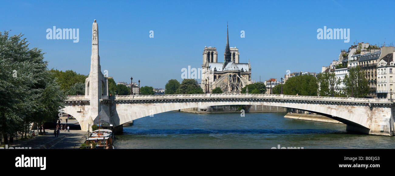 Panorama von Pont De La Tournelle und Notre Dame Paris Frankreich Stockfoto