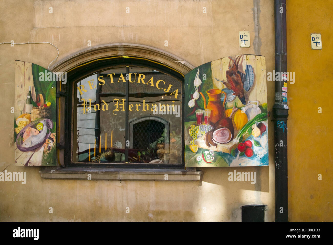 Bemalte Schaufenster Warschau Polen Stockfoto