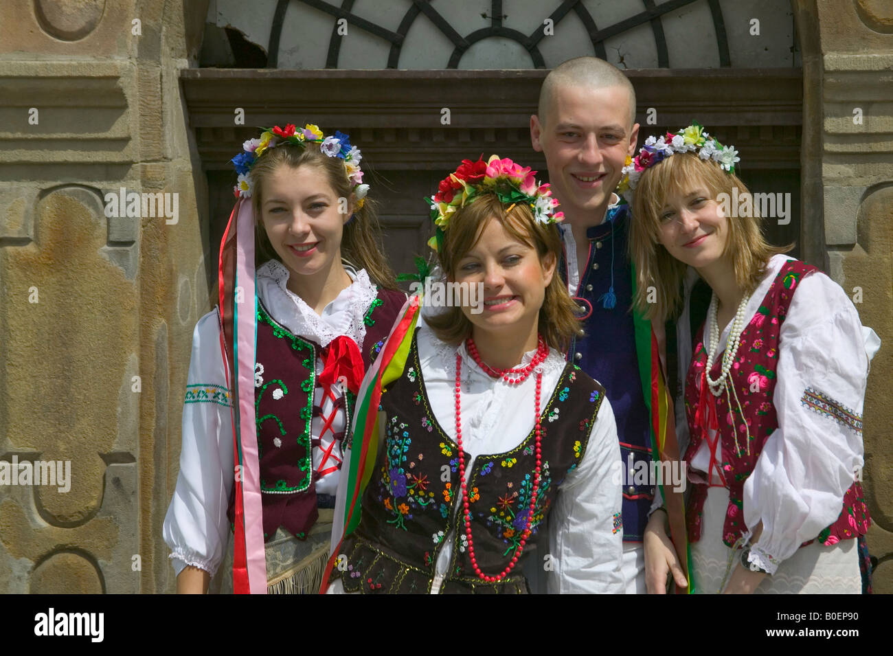 Studenten kleiden verrückt in der Hauptplatz der Stadt Krakau Polen Stockfoto