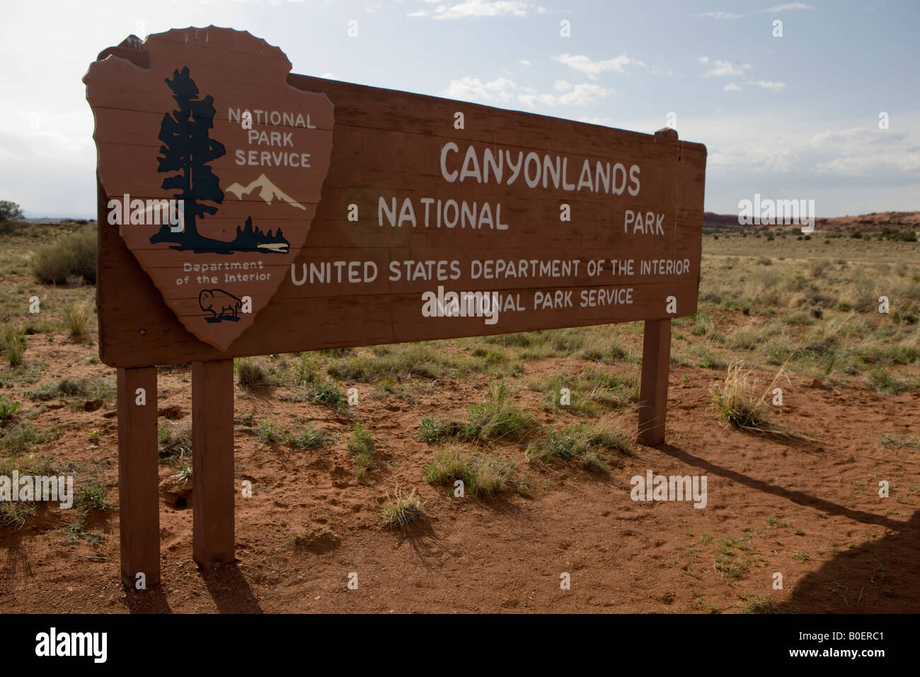 Eingangsschild in den Nadeln Bezirk des Canyonlands National Park südlich von Moab Utah Stockfoto