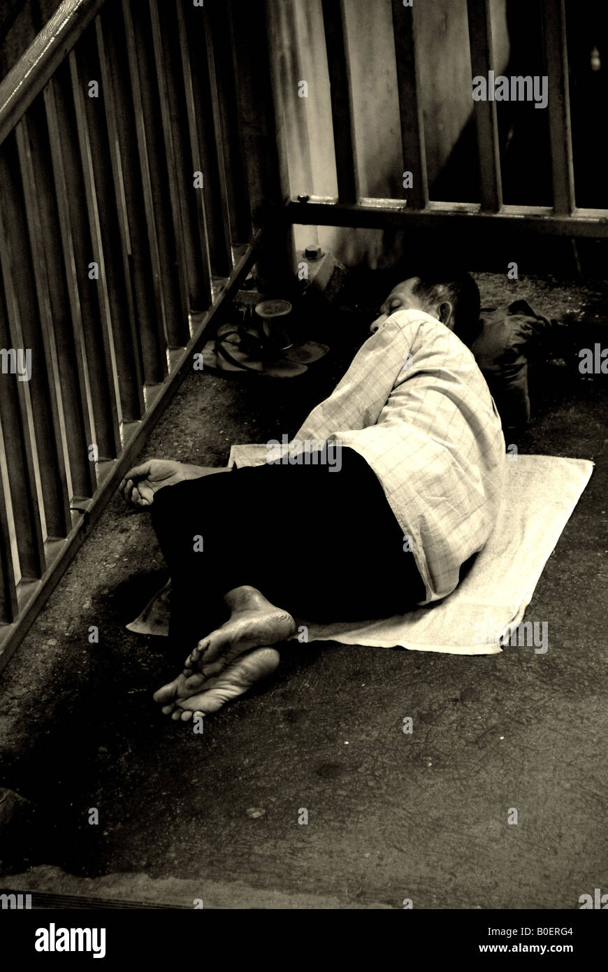 Obdachlosen Mann der Straße in Bangkok, thailand Stockfoto