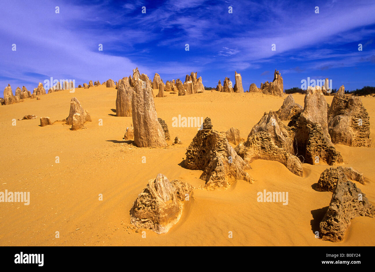 Die Pinnacles, Nambung National Park, Western Australia. Stockfoto