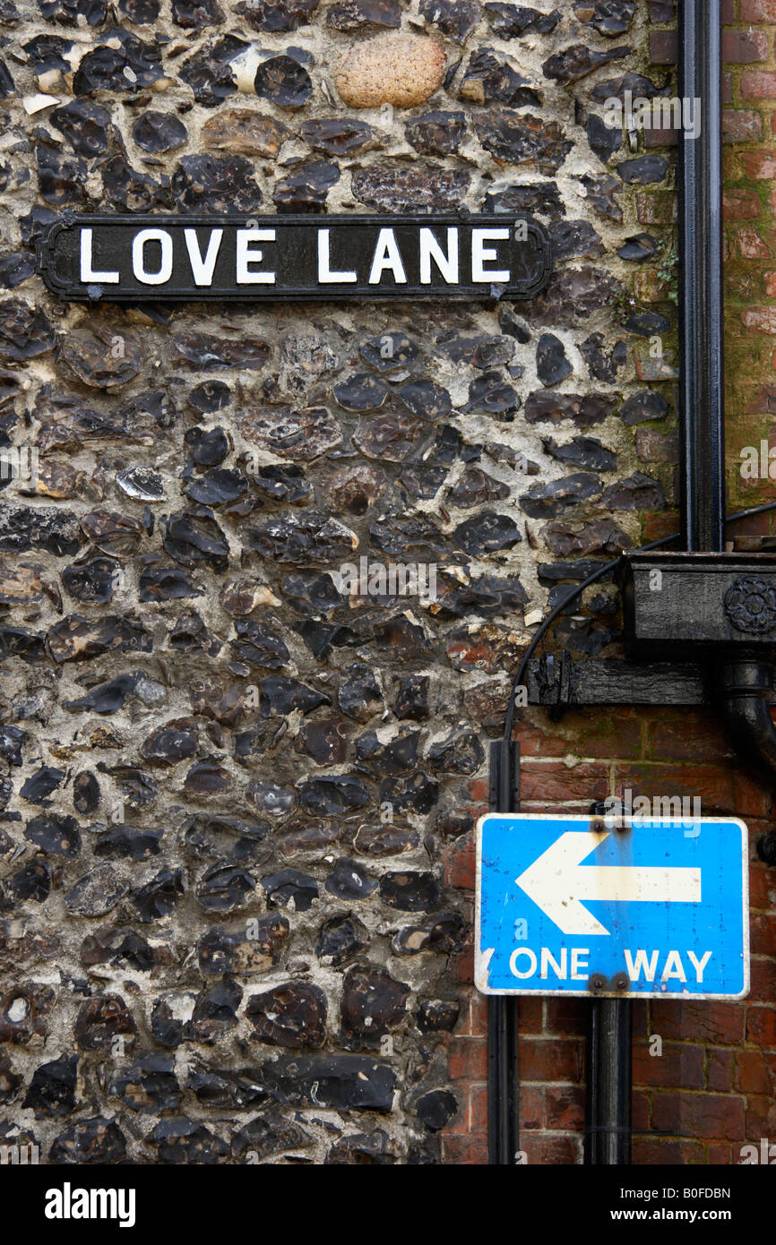 Liebe Lane, One Way unterzeichnet. Stockfoto