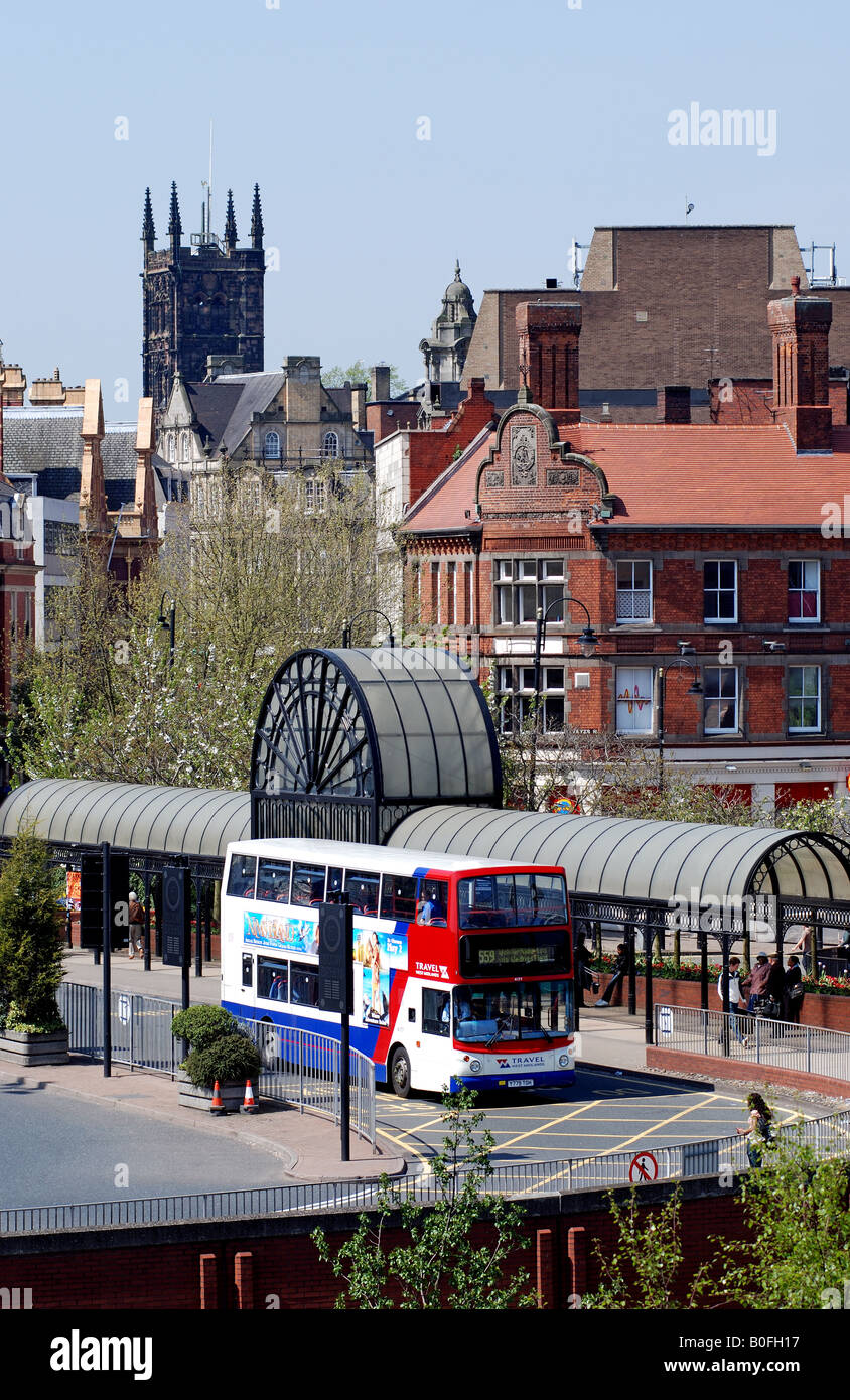 Stadtzentrum von Wolverhampton gesehen über Busbahnhof, West Midlands, England, UK Stockfoto