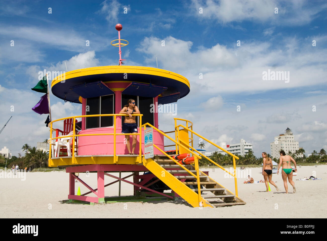Art-Deco-Beach Patrol Station auf South Beach Miami Florida USA Stockfoto