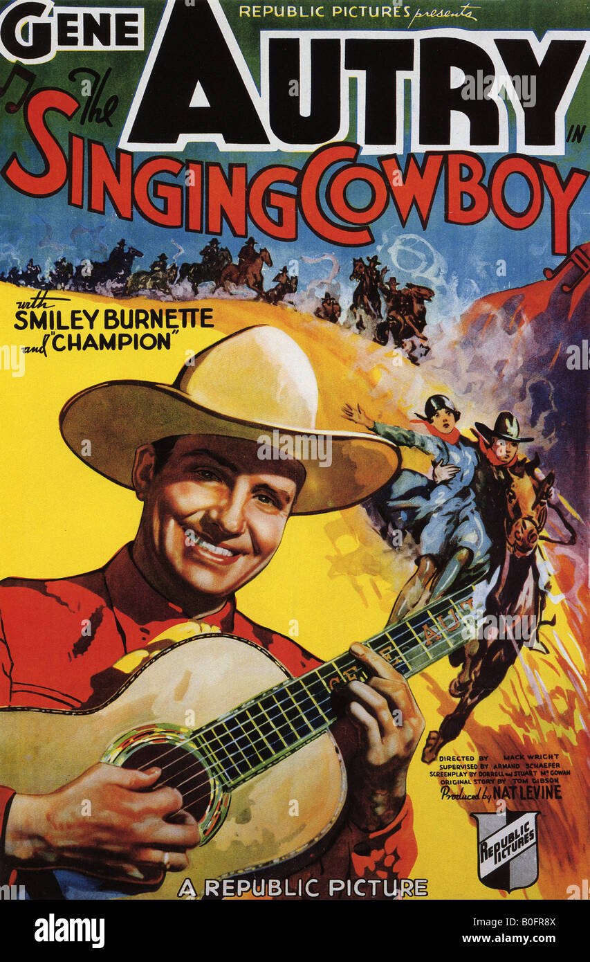 Das singende COWBOY-Plakat für 1936 Republik film mit Gene Autry Stockfoto