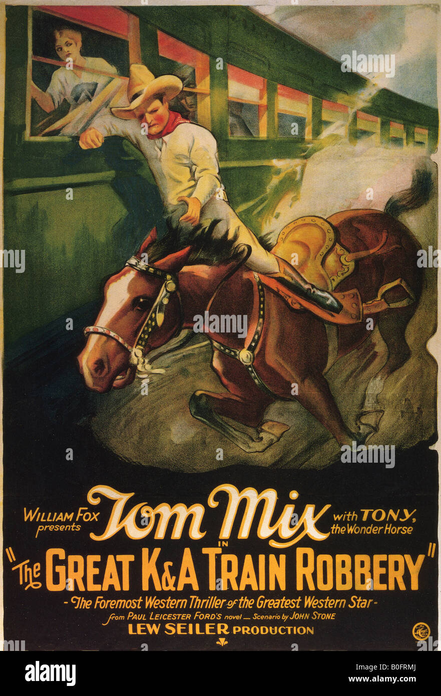 Das große K & A TRAIN ROBBERY-Plakat für 1926 Lew Seiler film mit Tom Mix Stockfoto