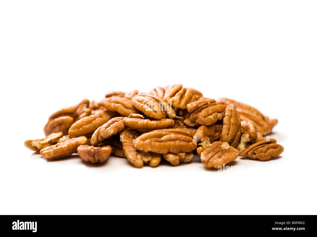 Haufen von Pecan-Nuss-kernels Stockfoto