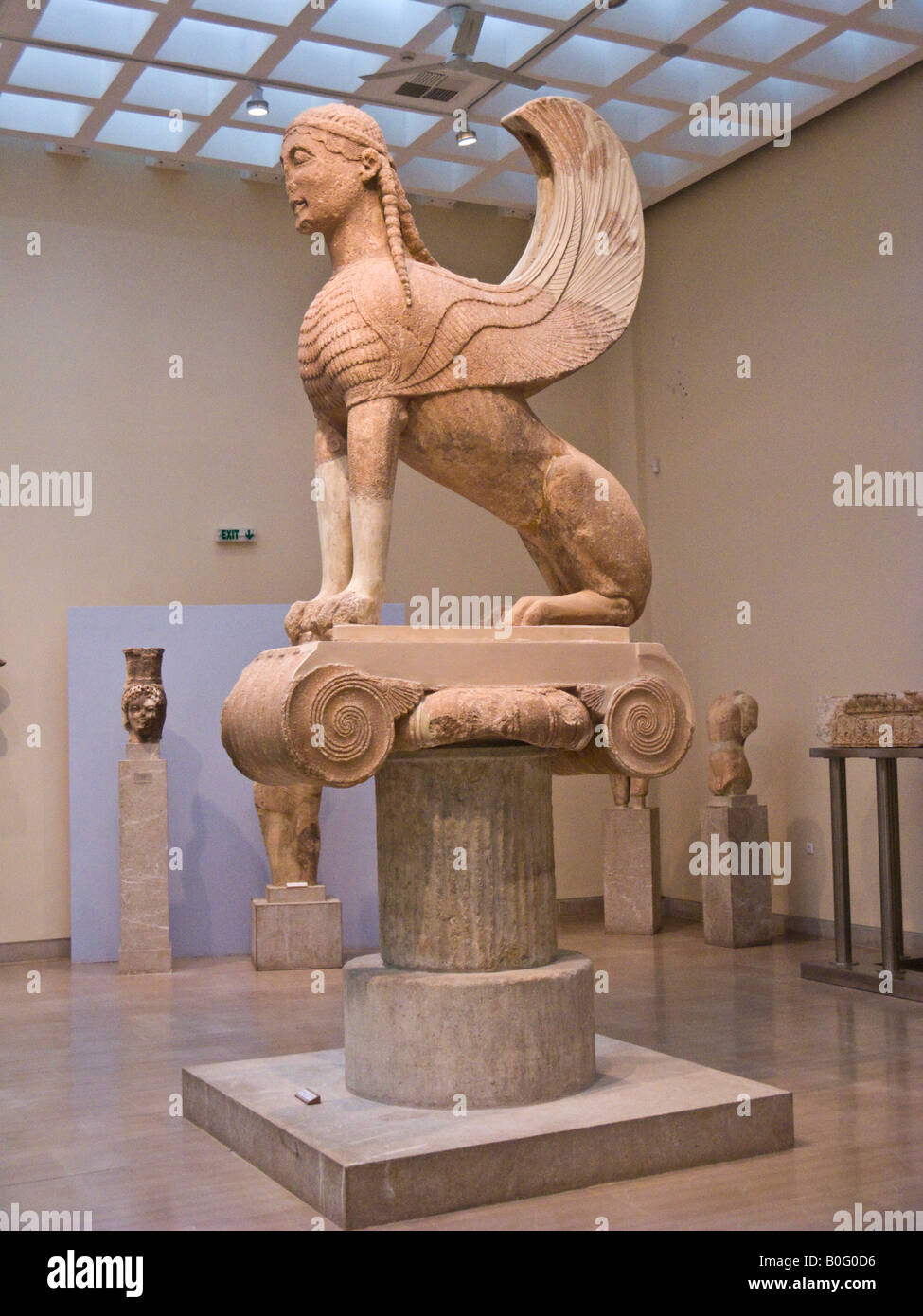 Naxos-Sphinx, Archäologisches Museum Delphi, Griechenland Stockfoto