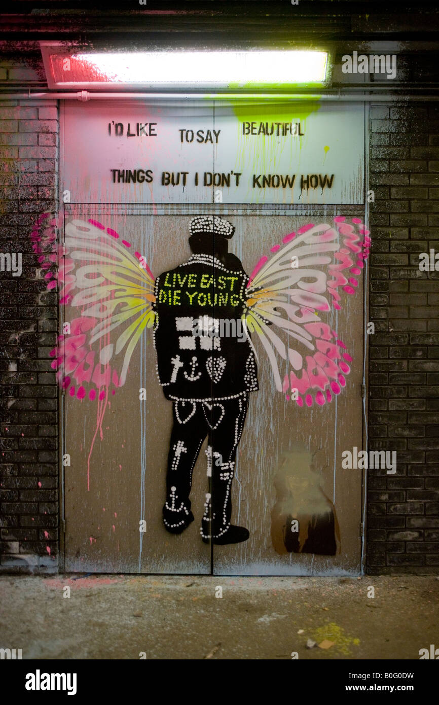 Graffiti-Kunstwerk aus den Dosen Festival in Leake Street Waterloo Lambeth, London Stockfoto