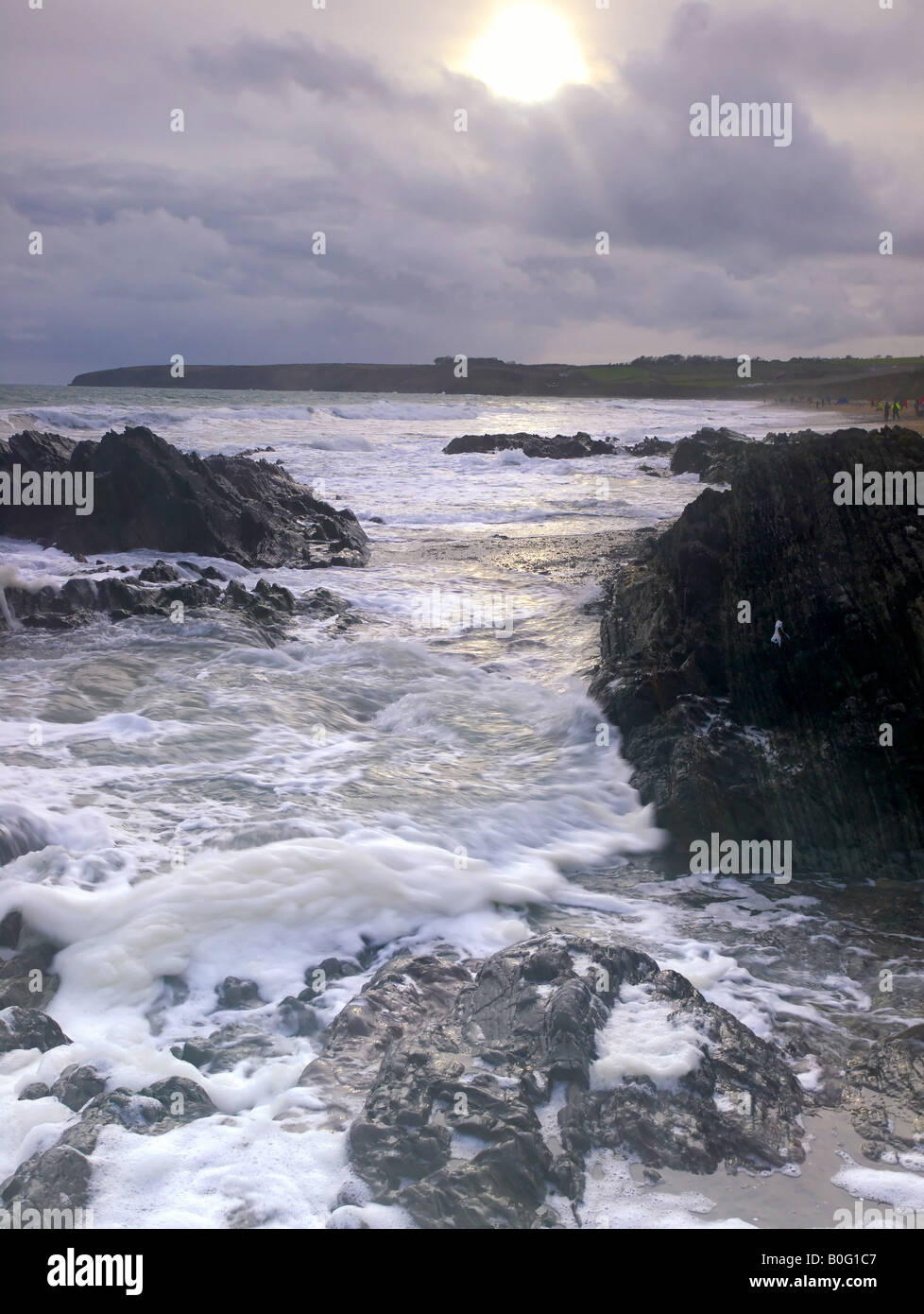 Schaum gekappt, Wellen und wütend Meere East Cork Irland Stockfoto
