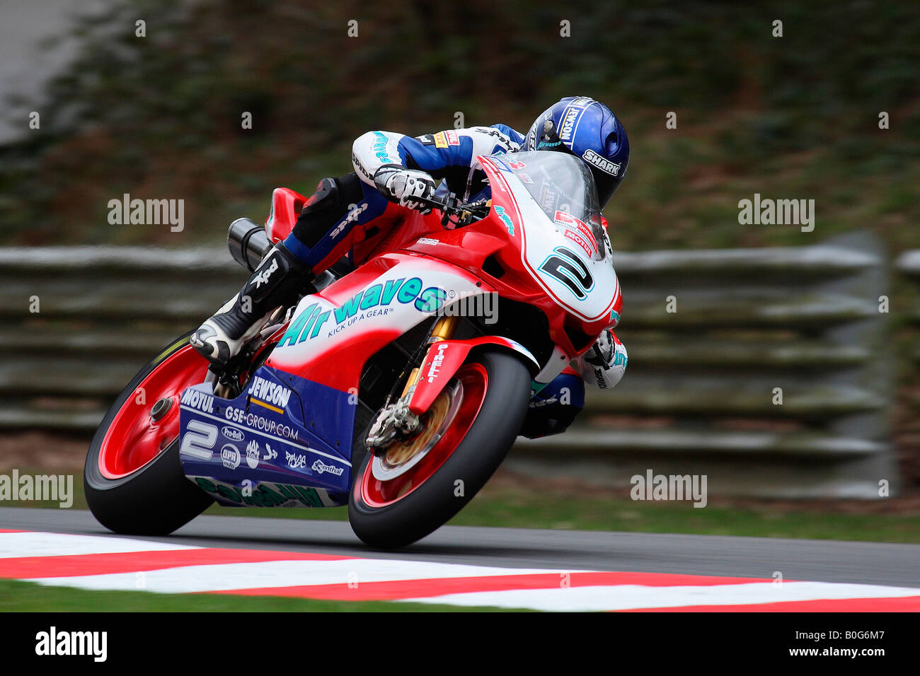 Leon Camier 2008 British Superbikes Äther Ducati 1098R F08 Marken Luke Kent Stockfoto