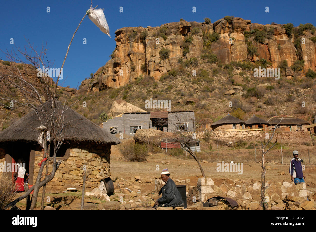 Thaba Bosiu ist die eindrucksvolle Berg-Hochburg der Moshoeshoe der große, die zuerst den Platz in 1824 Lesotho besetzt Stockfoto