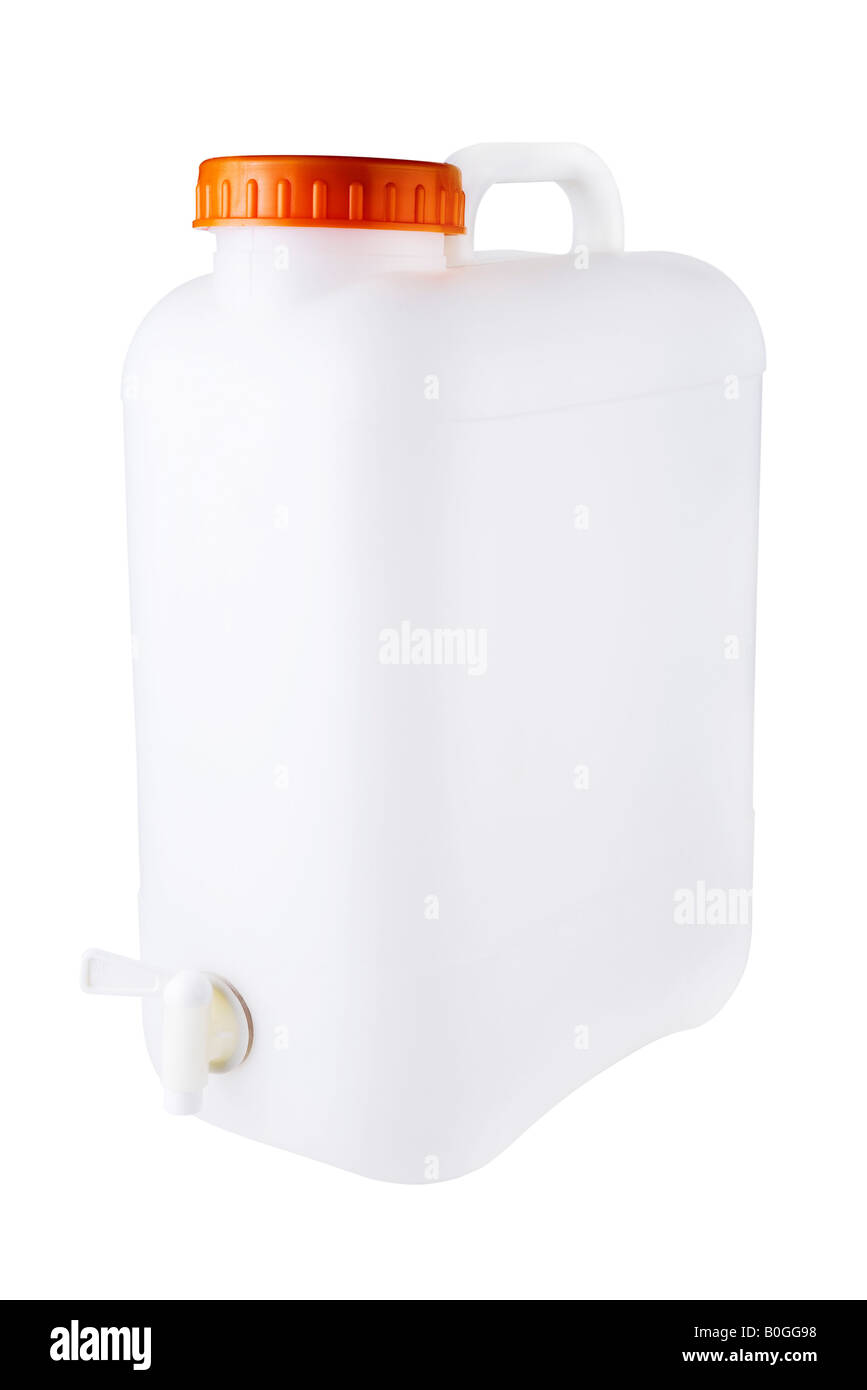 Wasserbehälter auf weißem Hintergrund Stockfoto