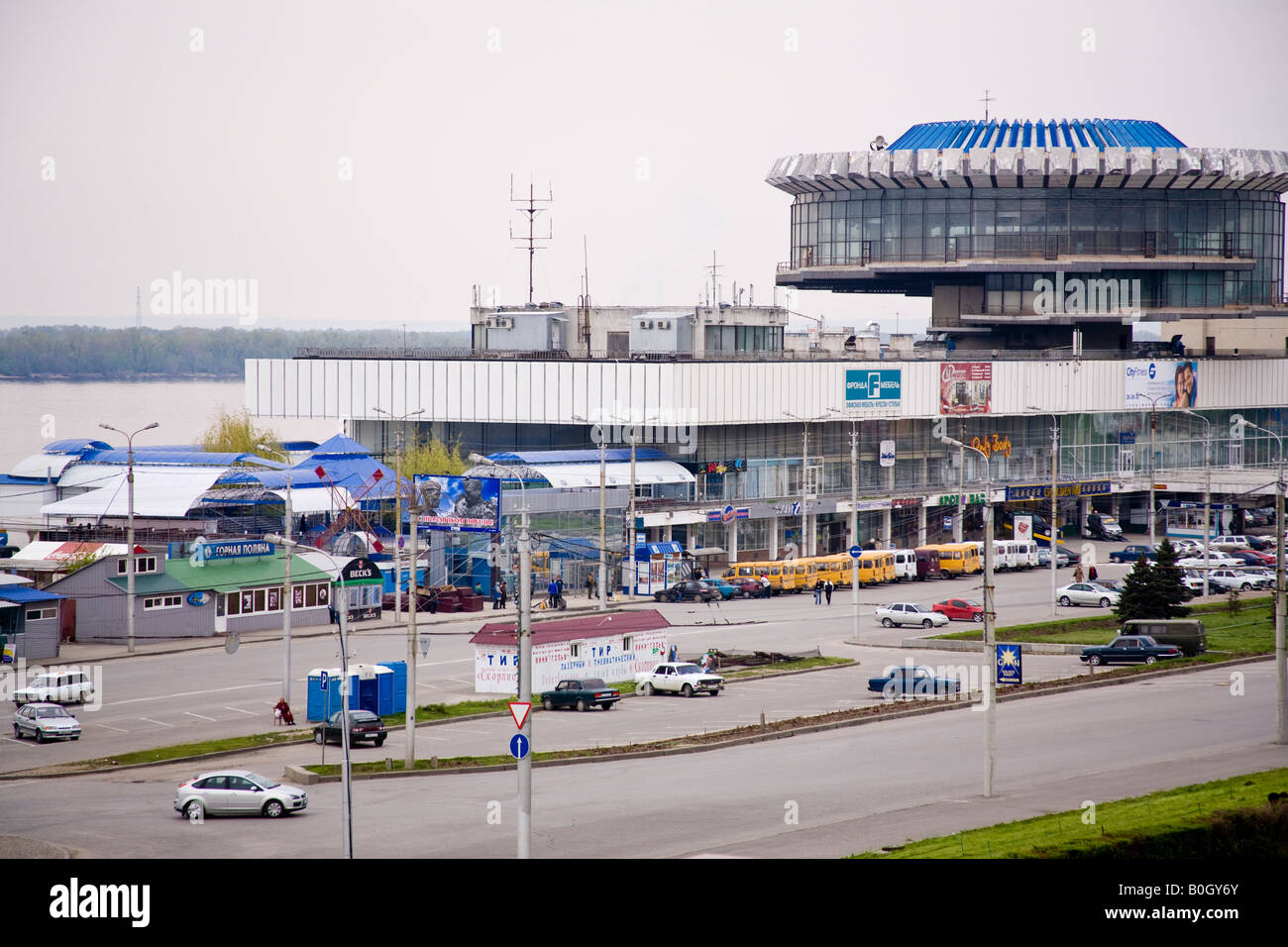 Cruise Ship Terminal auf Wolga, Volgograd (ehemals Stalingrad), Russland, Russische Föderation Stockfoto