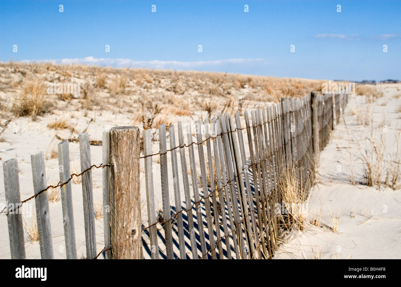 Sand Zaun am Cape May Beach, Cape May, New Jersey Stockfoto