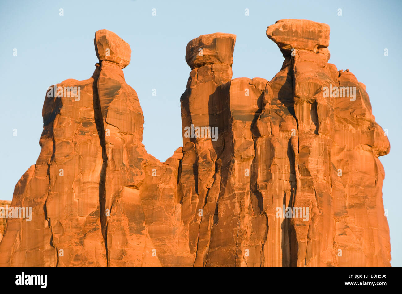 Sandstein Pinnacles, drei Schwätzer, Arches-Nationalpark, Utah Stockfoto