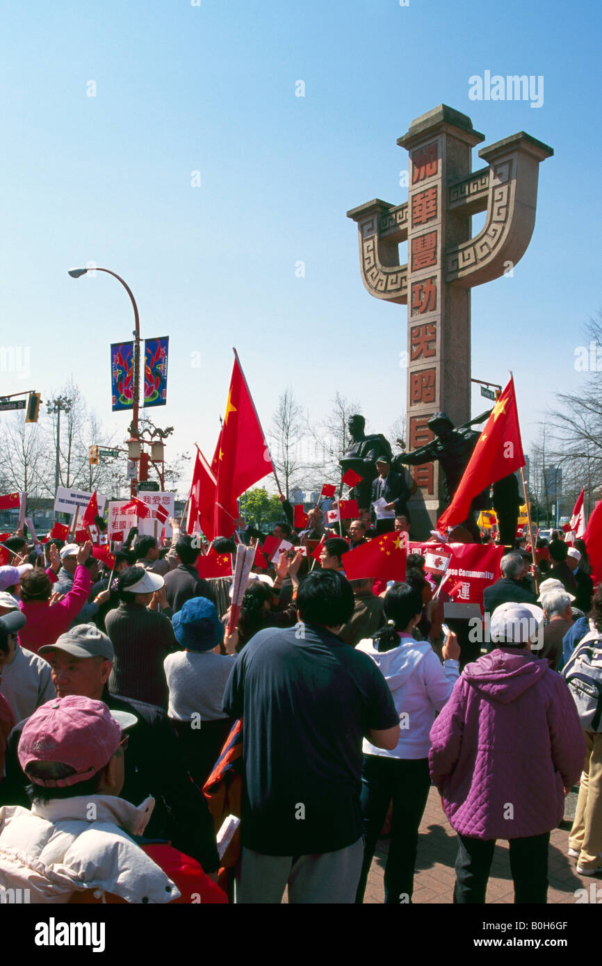 Friedliche chinesische Protest Rally statt in Chinatown Vancouver British Columbia Kanada - 26. April 2008 Stockfoto