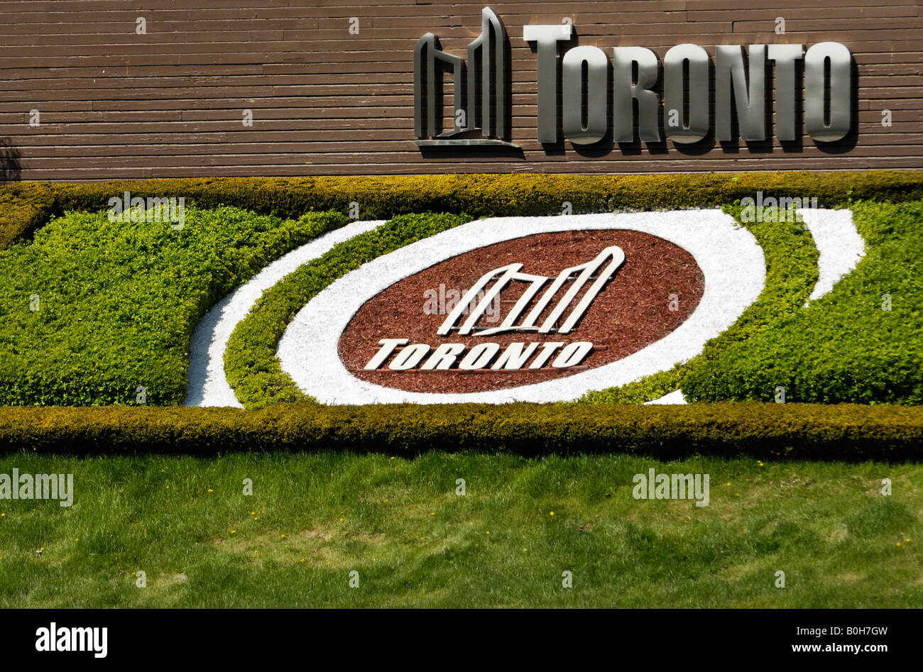 Blumenbeet mit Toronto symbol Stockfoto