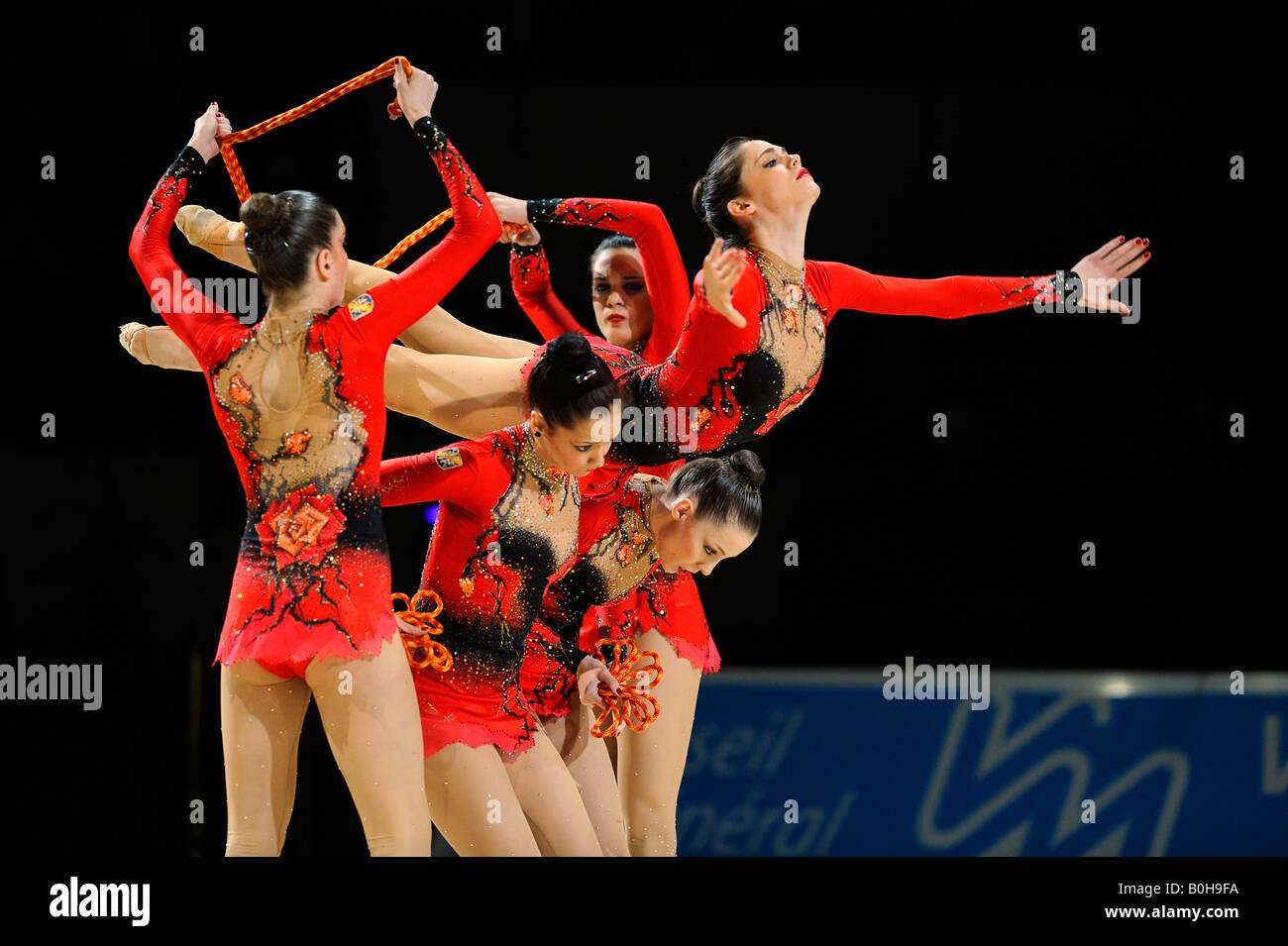 RSG, rhythmische Gymnastik, Gruppe von Turnern, Spanien Stockfoto