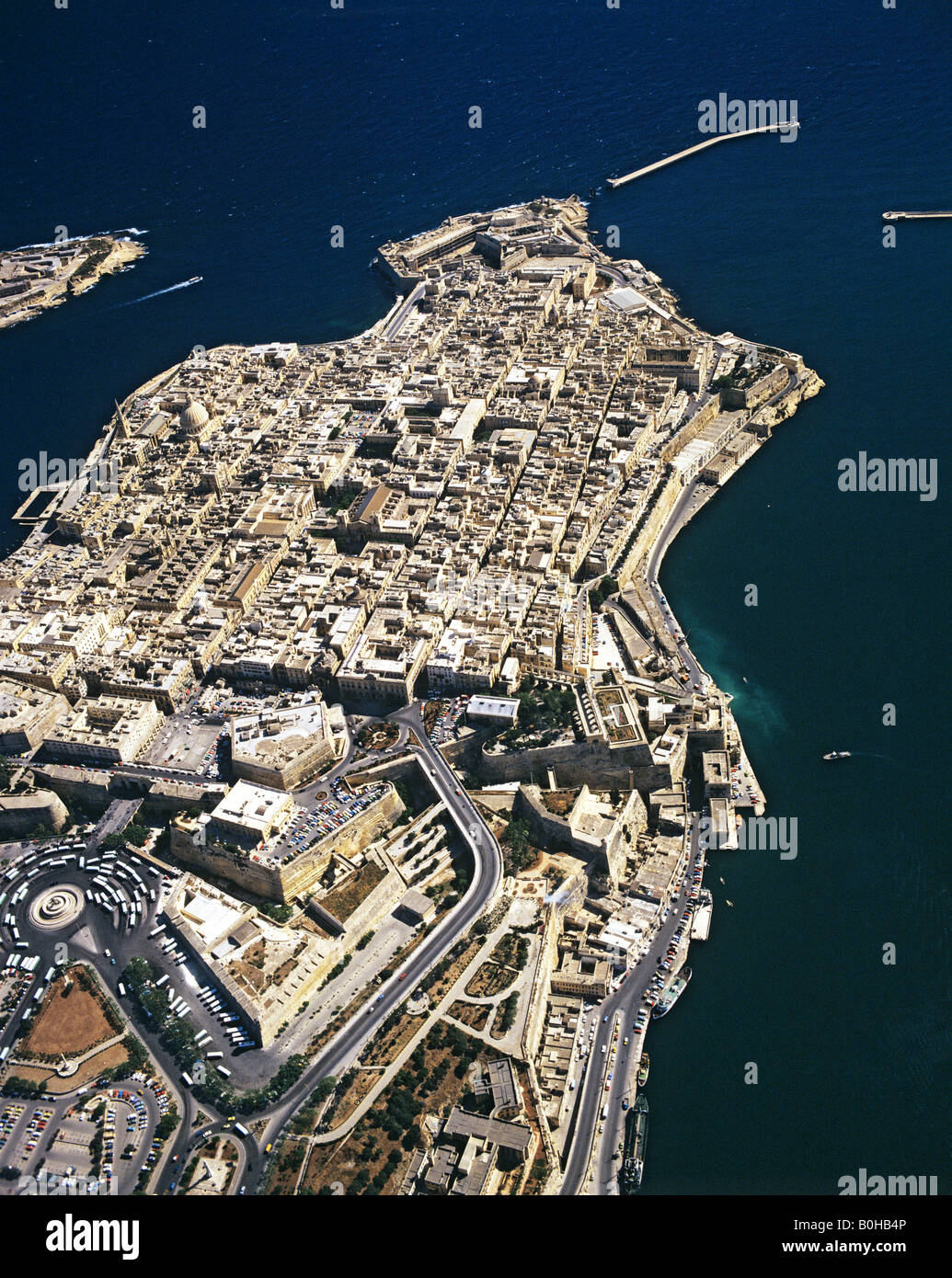 Valletta, Luftaufnahme, Altstadt, Mittelmeer, Malta Stockfoto
