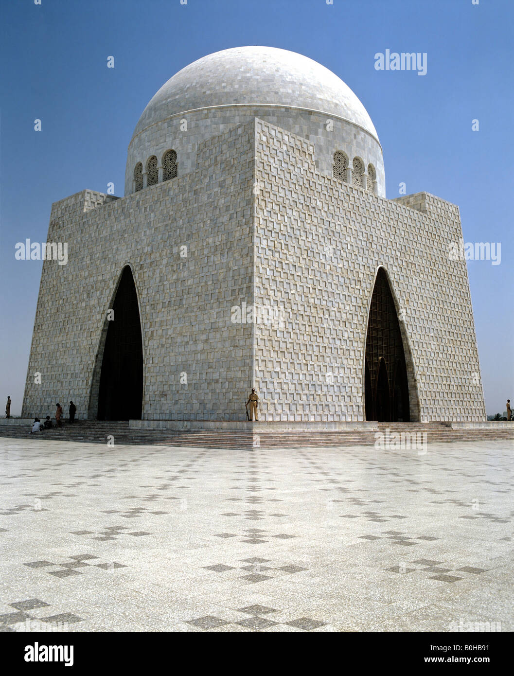 Mazar-e-Quaid oder nationalen Mausoleum, Mausoleum von Muhammad Ali Jinnah, Marmor, Karachi, Pakistan Stockfoto