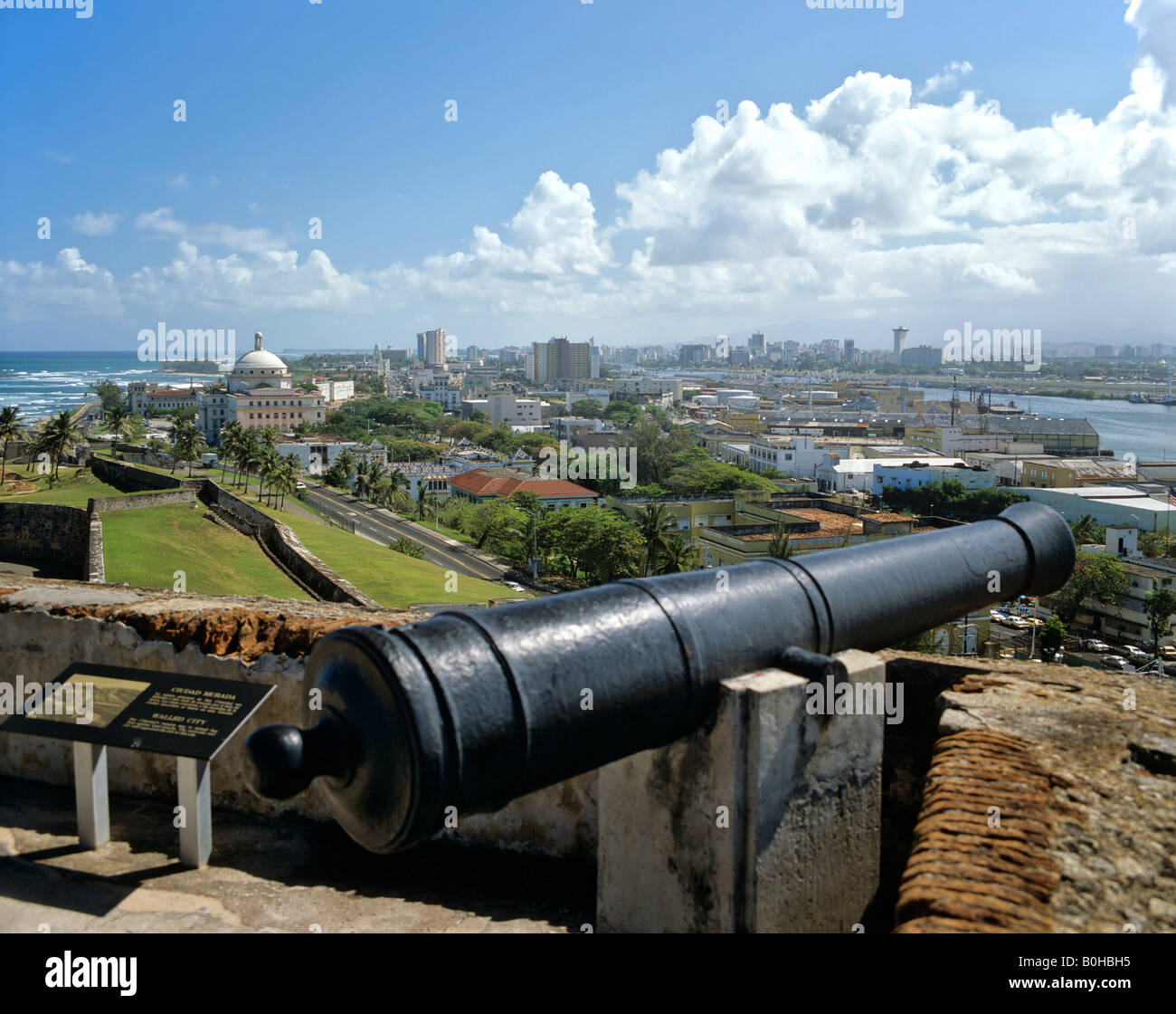 El Castillo San Felipe del Morro, Festung, Cannon, UNESCO-Weltkulturerbe, San Juan, Puerto Rico, Karibik Stockfoto