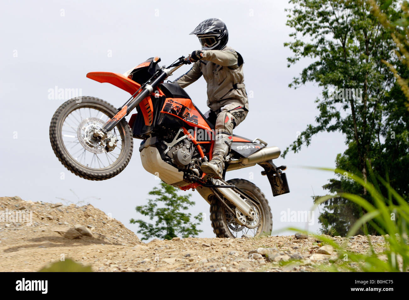 Motorradfahrer, KTM 950R Super Enduro Stockfoto