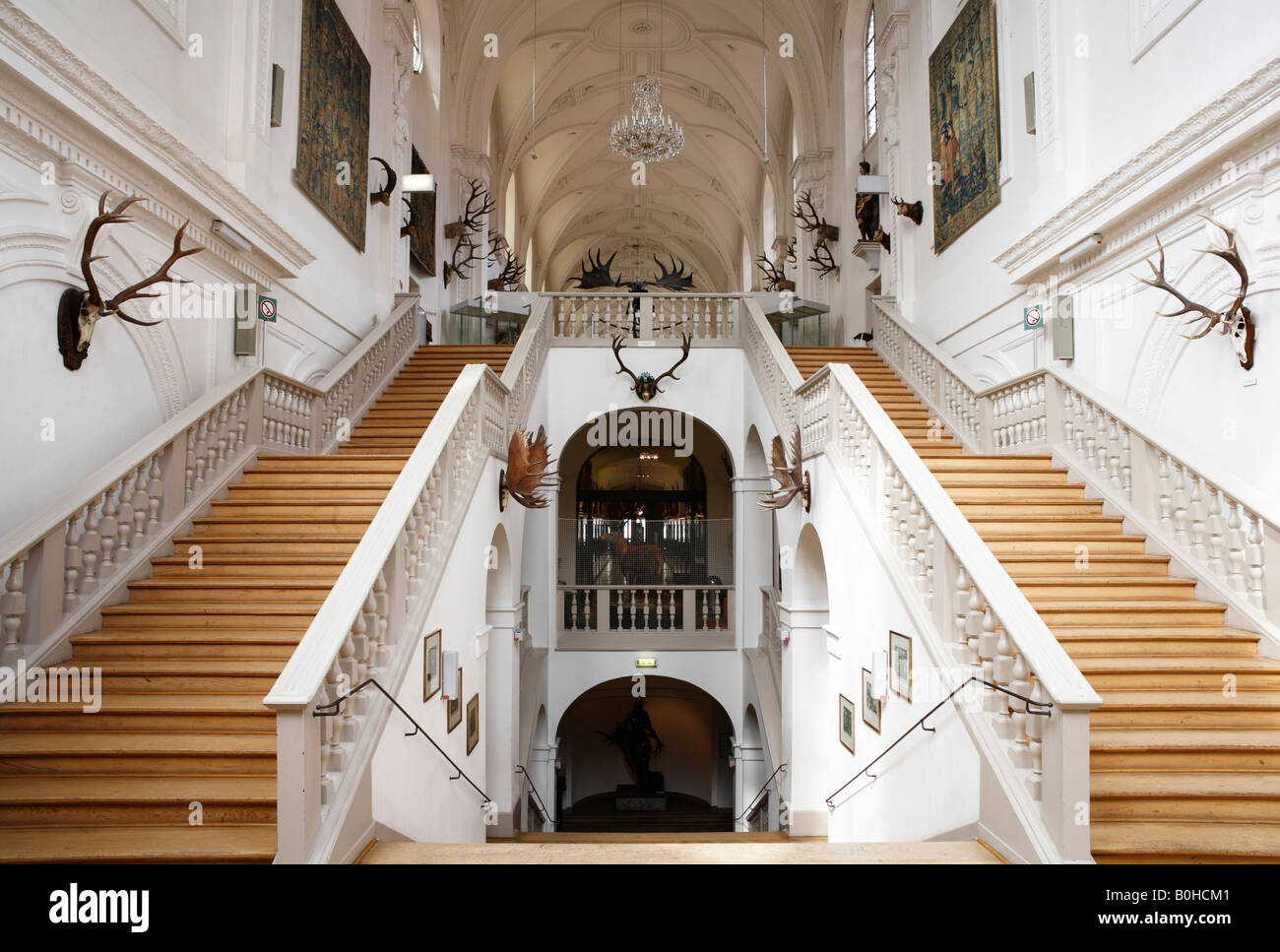 Treppe, Weißer Saal, Deutsches Jagd-Und Fischereimuseum, deutschen Jagd- und Fischereimuseum im ehemaligen Augustinerkirche Ch Stockfoto