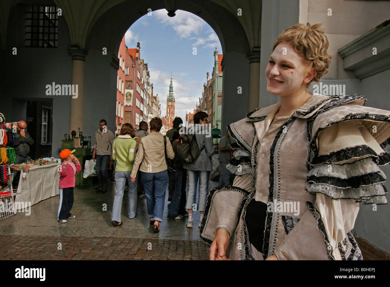 Streetart-Künstler vor der Golden Gate, Zlota Brama, Danzig, Polen Stockfoto