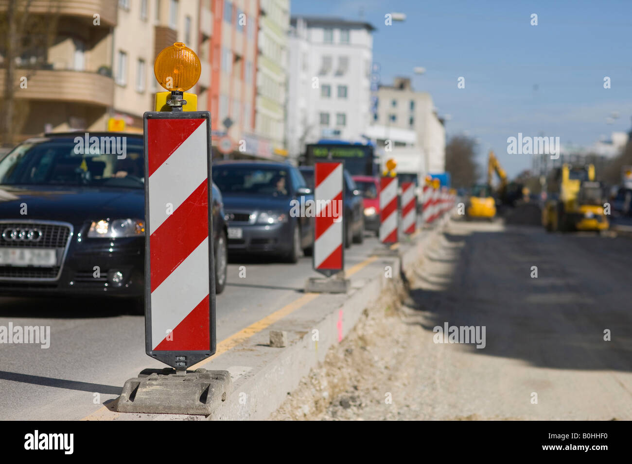 Stau, Straße Bau in München, Bayern, Mitteldeutschland Stockfoto