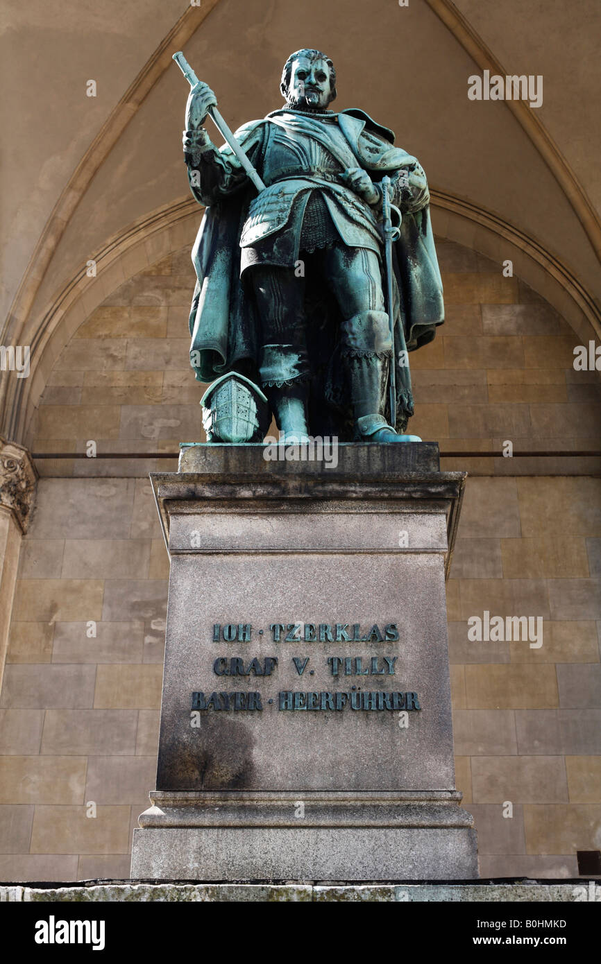 Statue an der Feldherrnhalle, Field Marshall Hall in München, Bayern, Deutschland Stockfoto